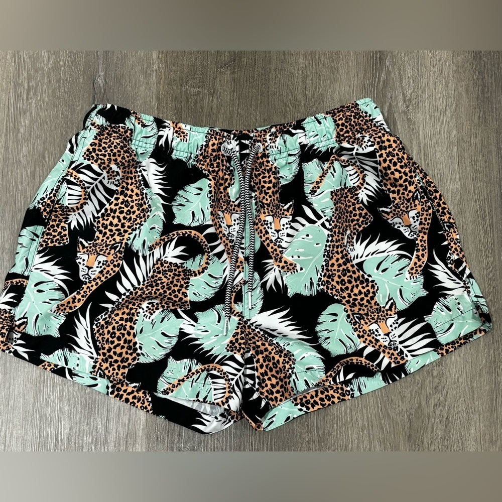 Boardies Mens Shortie Swim Trunks Size Large Purrfect Paradise Print